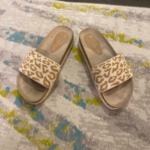 Anthropologie cheetah beaded slides